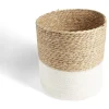 Gifi Rangement|Panière tressée bi-matière coton et jacynthe blanc et naturel Ø27xH24cm