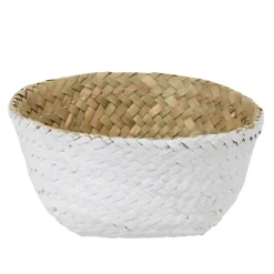 Gifi Rangement|Panière tressée jonc de mer bicolore blanc naturel