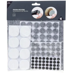 Gifi Quincaillerie^Patin adhésif en feutre blanc gris noir x125