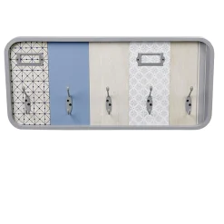 Gifi Rangement|Patère à clefs déco murale 5 crochets et porte étiquettes