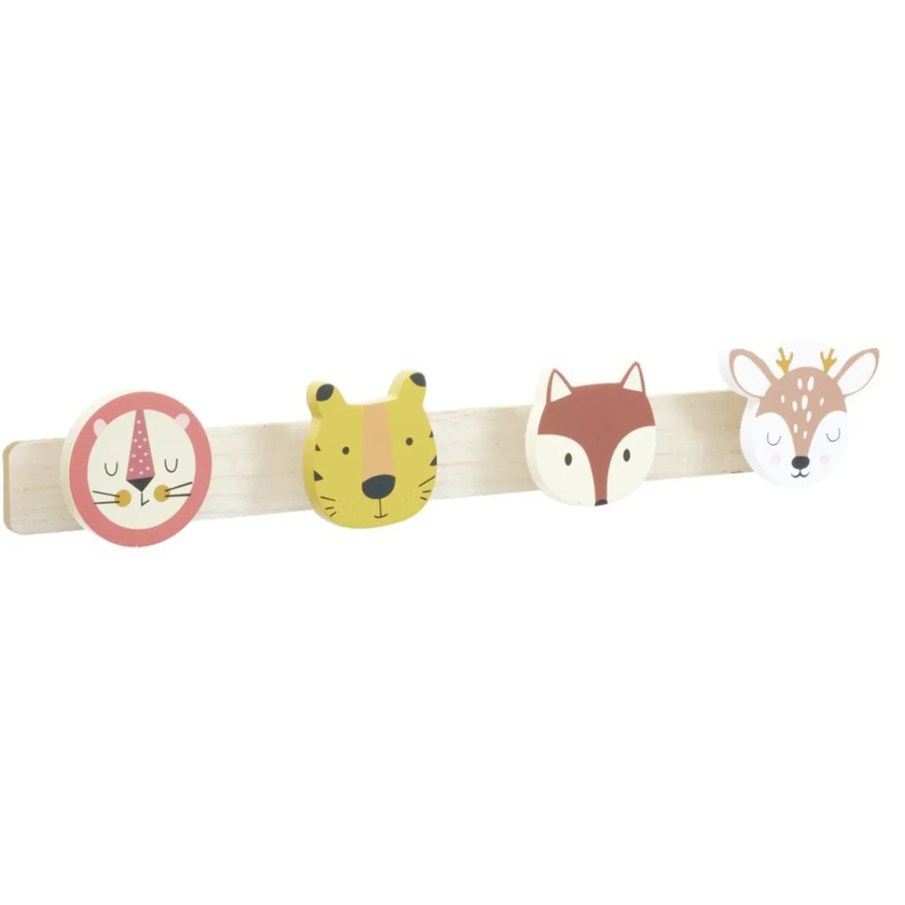 Gifi Rangement|Patère bois tête d'animaux pour enfant 4 crochets 55x8,5xH4,8cm
