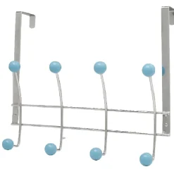 Gifi Rangement|Patère de porte 8 crochets boule bleu