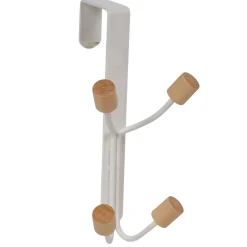 Gifi Rangement|Patère de porte 4 crochets en métal et bois