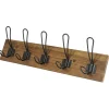 Gifi Rangement|Patère en bambou 5 crochets métal noir L48cm