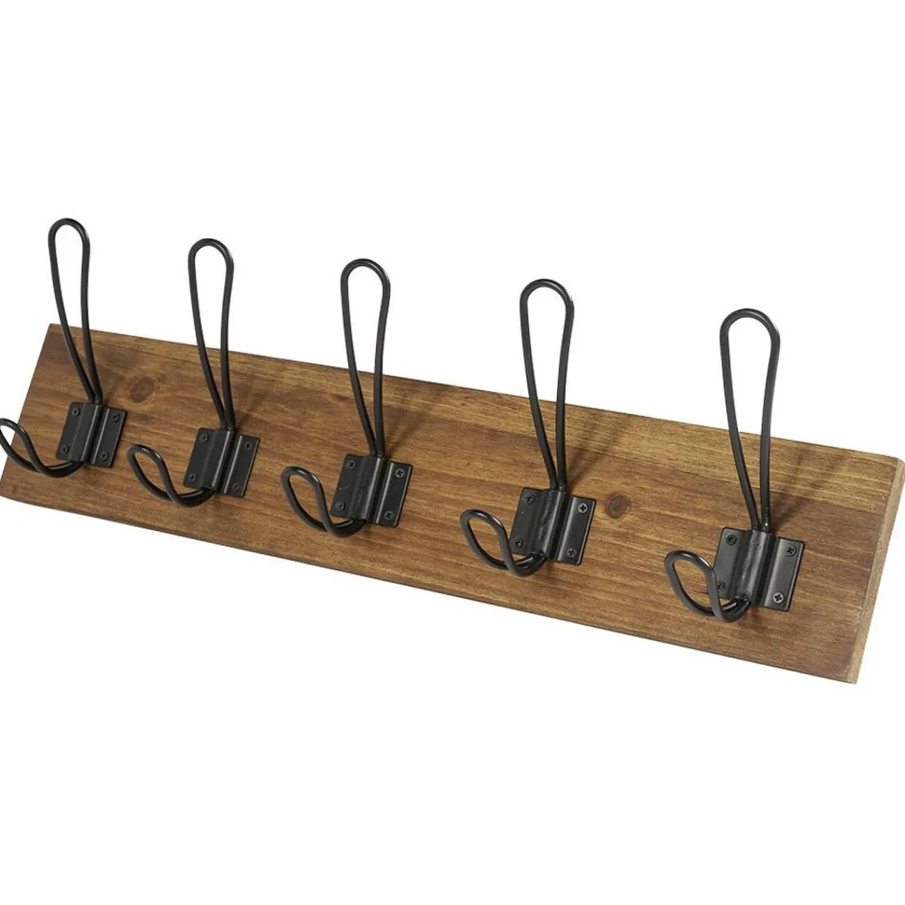 Gifi Rangement|Patère en bambou 5 crochets métal noir L48cm