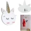 Gifi Rangement|Patère licorne 4 crochets blanc rose doré