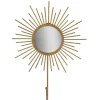 Gifi Rangement|Patère miroir forme soleil métal doré