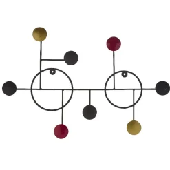 Gifi Rangement|Patère murale 8 crochets ronds métal noir doré rouge