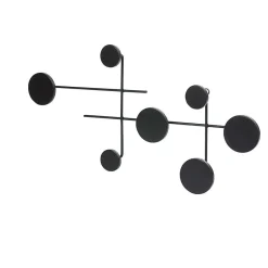 Gifi Rangement|Patère murale 7 crochets ronds en métal noir