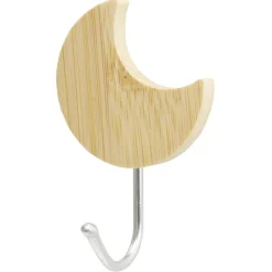 Gifi Rangement|Patère murale forme lune bambou et métal 7xH4,5cm x2