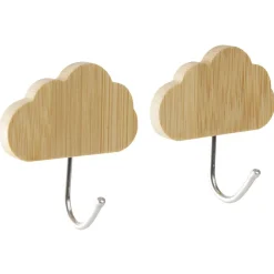 Gifi Rangement|Patère murale forme nuage bambou et métal 6xH6cm x2