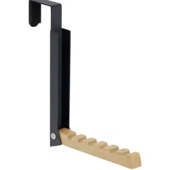 Gifi Rangement|Patère rétractable métal et bois noir ou blanc L20xH20,5cm