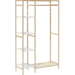 Gifi Rangement|Penderie et étagères en pin couleur bois et blanc