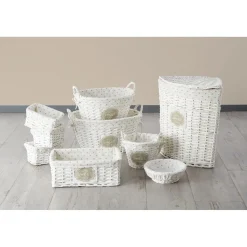 Gifi Rangement|Petit panier de rangement osier tressé blanc