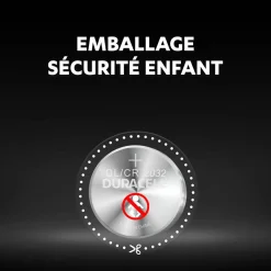 Gifi Pile^Pile bouton Duracell spécial lithium CR2032/DL2032 - Lot de 2