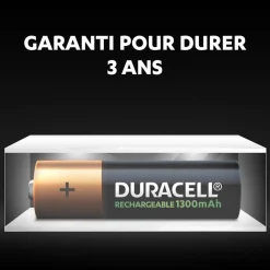 Gifi Pile^Pile rechargeable Duracell AA 1300 mAh, LR6 - Lot de 4