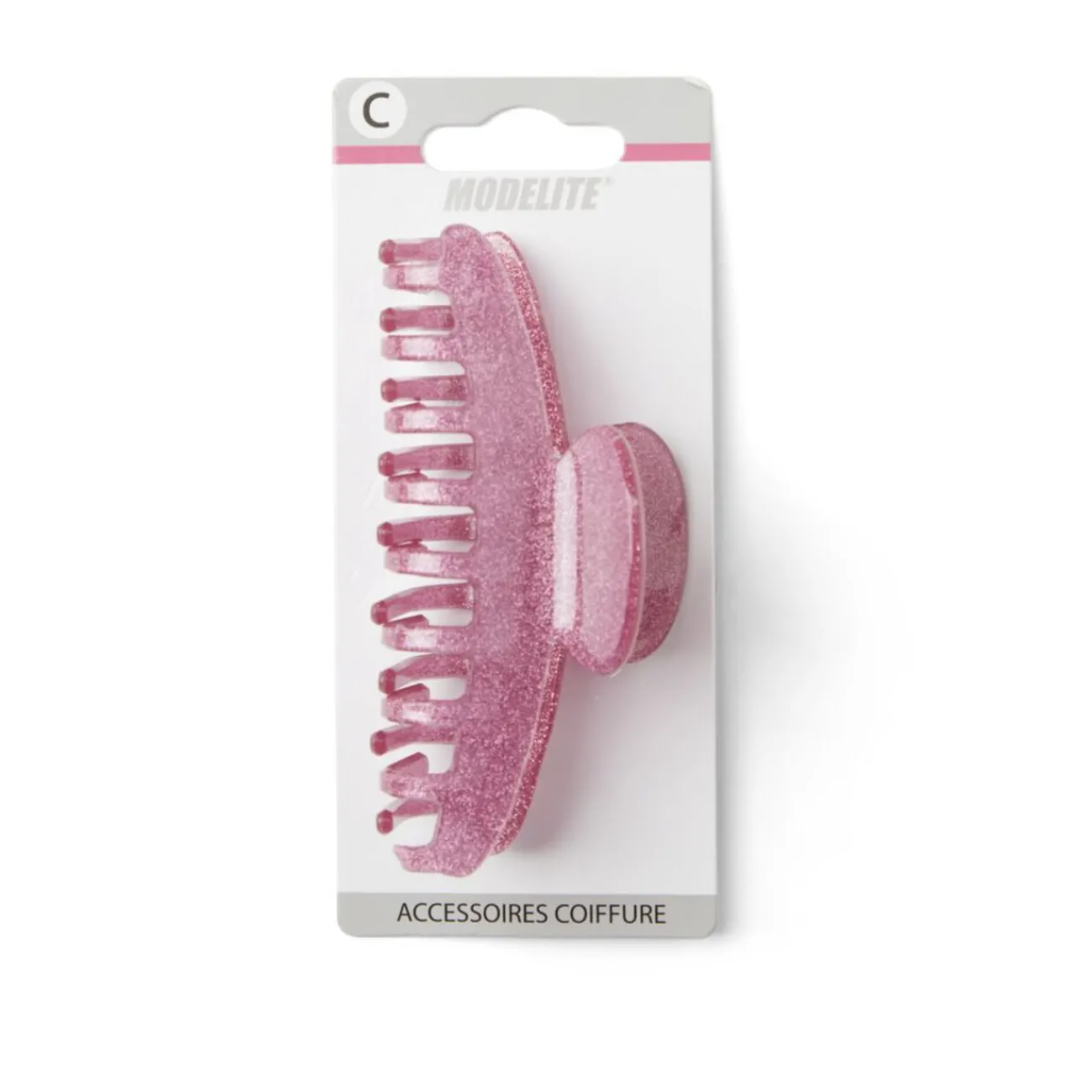 Gifi Beauté^Pince à cheveux à paillettes plastique rose 10cm