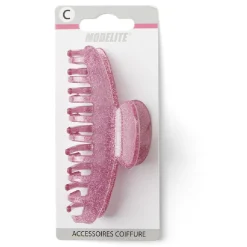 Gifi Beauté^Pince à cheveux à paillettes plastique rose 10cm