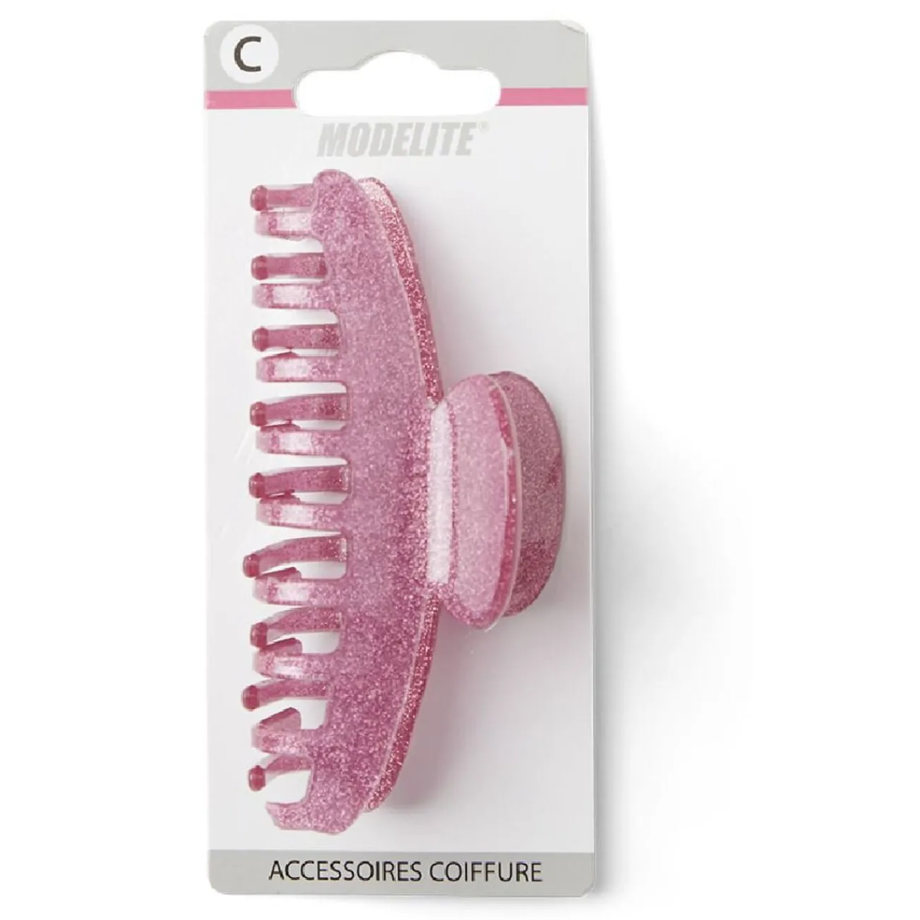 Gifi Beauté^Pince à cheveux à paillettes plastique rose 10cm