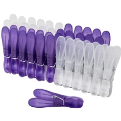 Gifi Entretien Du Linge|Pince à linge blanche et violette plastique transparent x24