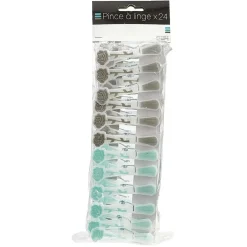 Gifi Entretien Du Linge|Pince à linge design fleur grise et bleue x24