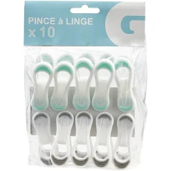 Gifi Entretien Du Linge|Pince à linge multiusage blanche design multicolore x10