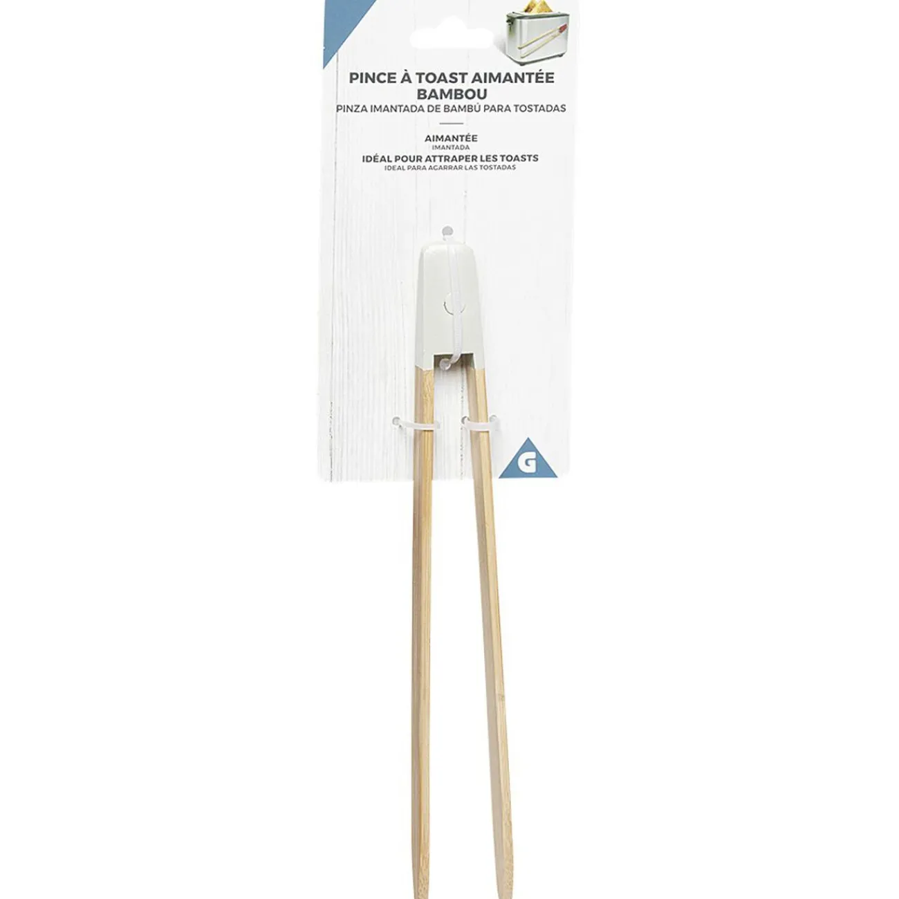 Gifi Pince à toast aimantée en bambou