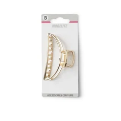 Gifi Beauté^Pince cheveux crabe doré brillant arrondie L8cm