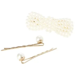 Gifi Beauté^Pince guiche + pince clic clac perle dorée L.6 cm x2