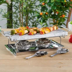 Gifi Plancha pierre à cuire marbre avec plateau métal