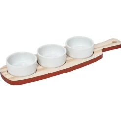 Gifi Planche à apéritifs 3 coupelles blanc naturel