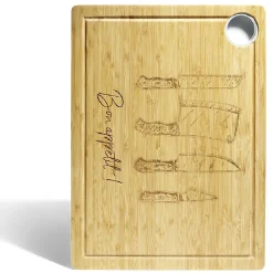 Gifi Planche à découper bambou avec rigole et récupérateur de jus 38x28x1,5cm