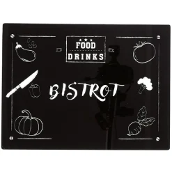 Gifi Planche à découper en verre design fruits et légumes noir et blanc