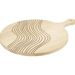 Gifi Planche à pizza ronde en bois avec poignée - Ø33xL44xép1,5cm