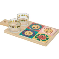 Gifi Planche de présentation apéritif bambou avec 2 ramequins 32x17x1cm