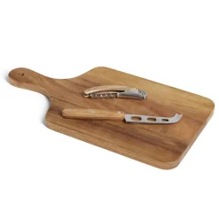 Gifi Planche de présentation avec couteau et tire-bouchon acacia 37x19cm