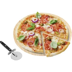 Gifi Planche ronde en bois et roulette à pizza