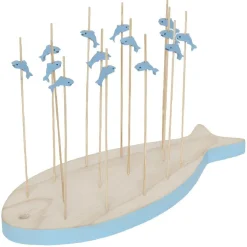 Gifi Planche support à pics apéritifs en bois forme poisson