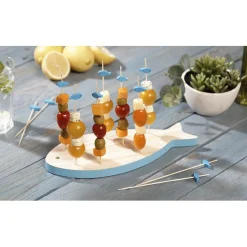 Gifi Planche support à pics apéritifs en bois forme poisson