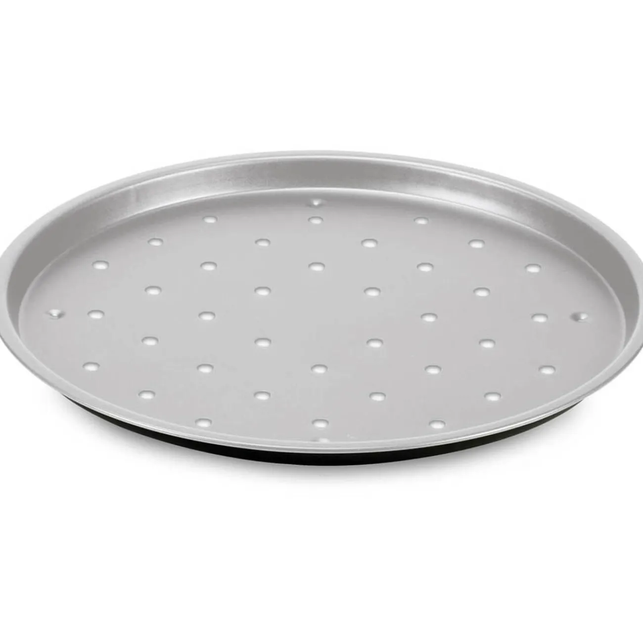 Gifi Plaque à pizza antiadhésive ronde Happy Hour gris noir