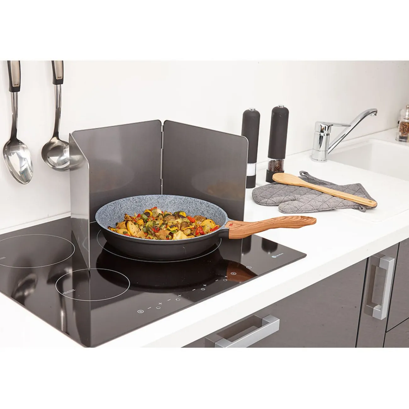 Gifi Plaque anti projections 3 volets noir carbone