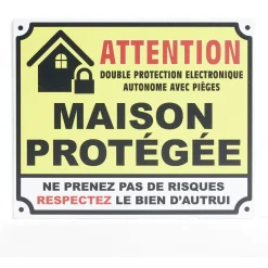 Gifi Colle Et Adhésif^Plaque signalétique "Attention, maison protégée" - 24x20 cm