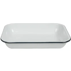 Gifi Plat à four acier émaillé blanc contour bleu