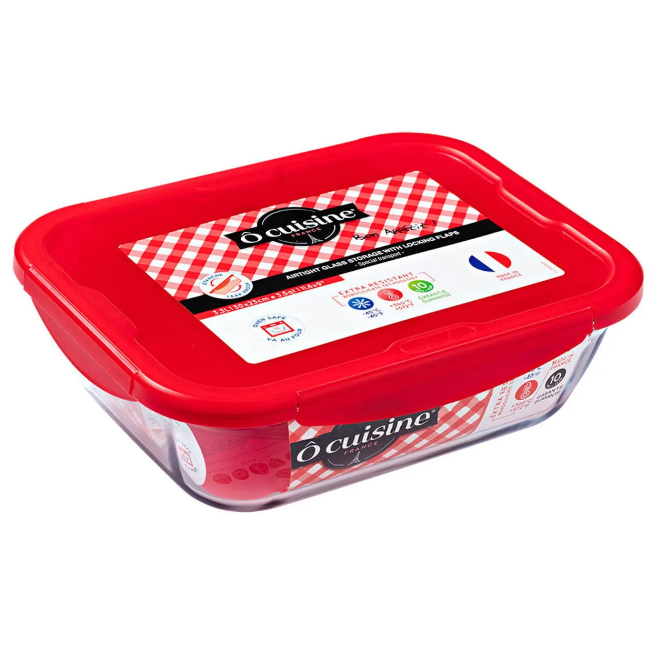 Gifi Plat à four avec couvercle hermétique Ô Cuisine 30x23 cm