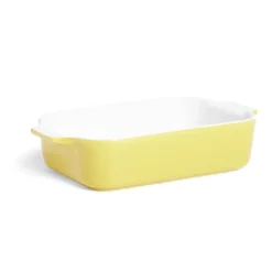 Gifi Plat à four en grès blanc et jaune 24x13,6xH5,5cm