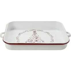 Gifi Plat à four émaillé Noël blanc et rouge