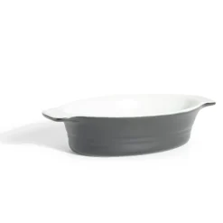 Gifi Plat à four ovale en céramique noir 13,5x17xH5cm
