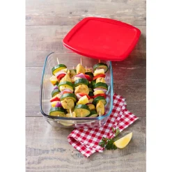 Gifi Plat à four rectangulaire en verre avec couvercle