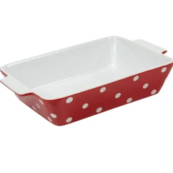 Gifi Plat à four rectangulaire rouge à pois blancs