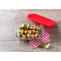 Gifi Plat à four rectangulaire en verre couvercle plastique